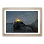 Big Box Art Moon Behind The Mountains in Canada Framed Wall Art Picture Print Ready to Hang, Oak A2 (62 x 45 cm)