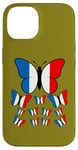 Coque pour iPhone 14 French Pride Papillon Magnifique avec Drapeau de la France