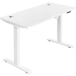 Bureau électrique réglable en hauteur en continu, Bureau assis-debout, avec moteur, longueur réglable, 120 x 60 x (73-114) cm, en acier, Blanc