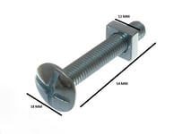 Pack Of 6 Roofing Bolts Cross Head + Square Nuts ZP 8MM By 50MM