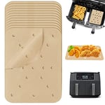 Nepfaivy Air Fryer Liners Disposable - 100Pcs Non-stick Rectangle Airfryer Liners Compatible with Ninja Air Fryer Dual 9.5L, Unbleached Perforated Parchment Papers for AF300UK AF400UK (8.26*5.5inch)