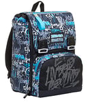Seven Foldable Backpack, Handwritten, Turquoise, Double Compartment, School & Travel