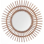 Beliani - Miroir Mural de Forme Ronde avec Cadre en Rotin Foncé pour Chambre et Salon Traditionnel et Moderne