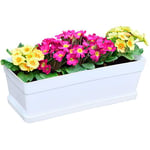 Youngever Lot de 3 Pots de Fleurs Rectangulaires 38CM, Jardinière en Plastique Rectangulaire Très Grande Taille