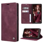 RuiPower Coque pour Samsung Galaxy A14 5G Cuir Etui Housse Premium PU Portefeuille [Magnétique] [Porte Cartes] [Stand Fonction] Protection Rabat Case pour Samsung Galaxy A14 5G - Vin Rouge