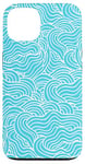 Coque pour iPhone 13 Motif simple bleu dessiné à la main sans couture