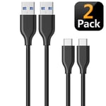 undefined [2-pack] Usb-c Laddare 1m Samsung / Sony Huawei M.fl. Svart