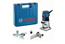 Bosch Professional GKF 600 palm router (including open-ended spanner, parallel guide, pilot, 6+8 mm collets, in carrying case)