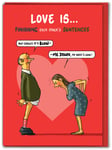 Funny Valentines Day Card For Him Her Rude 'Love Is...' Cheeky Cartoon Humour