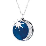 Engelsrufer Collier pour femme en argent sterling avec pendentif en forme de lune et étoiles - Fermoir mousqueton - Longueur : 50 cm, Länge 42 + 4 + 4 cm, Argent sterling, Pas de gemme