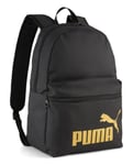 PUMA Svart ryggsäck för kvinnor och män - Phase Backpack Puma Black - Gold - No. 1 Logotyp 292177