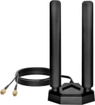 Tri Band WiFi 6E Antenne 8dBi 2.4GHz 5.8GHz 6GHz WLAN Antenne avec embase magnétique RP-SMA mâle Antenne intérieure Compatible avec WLAN Routeur sans Fil Bluetooth WiFi Caméra de sécurité