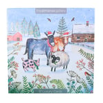 Box of 12 Almanac Farmyard Animals Christmas Cards In 3 Designs Boxed Xmas