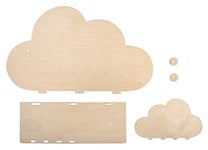 Rayher 62975505 Etagère murale enfant, nuage, bois naturel FSC MixCred, 1 Kit, 35X21X10cm, décoration, chambre d’enfant