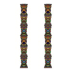 Beistle S50467AZ2 Lot de 2 piquets Tiki Totem articulés Multicolore