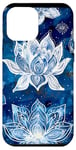 Coque pour iPhone 12 Pro Max Bleu Vintage Paisley Fleur de Lotus Céleste Elements