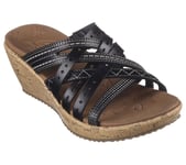 Skechers Beverlee Hot Spring Womens Black Slip On Wedge Summer Sandals