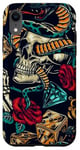 Coque pour iPhone XR Machine à tatouer motif roses cœurs serpent