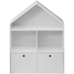 Mobili Rebecca - Rebecca Mobili Bibliothèque pour enfants Coffre à jouets en Bois Blanc 3 Etageres 2 Tiroirs Chambre d'enfant