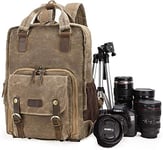 Camera Backpack Large Capacity Front Open Waterproof Anti-shock SLR/Camera Rucksack Camera Travel Bag Professional Camera Bag, dark gray (Color : Khaki, Size : Khaki)