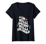 Womens Retro Groovy Im Willi Doing Willi Things Funny Mother's Day V-Neck T-Shirt