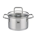 Elo 7241626 Faitout inox à induction, Faitout inox, Marmite en inox de 16 cm, Faitout avec couvercle en verre, Acier inoxydable, Verre, 16 cm, Gris 1