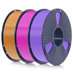 Filament PLA+ 1.75mm 3KG,Neatly Wound,Filament pour Imprimante 3D,Filament PLA Plus Résistant,Precisione Dimensionale+/-0.02mm,Bobina da 1kg (2.2 LBS) Violet+Violet+Café