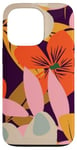 Coque pour iPhone 13 Pro Motif floral orange vif et rose