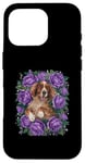 iPhone 16 Pro Cartoon Irish Setter dog with roses Case