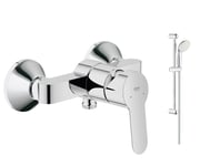 GROHE Bauedge Shower Mixer Tap Single Lever Wall Mounted 23333 000 +Slider Kit 1