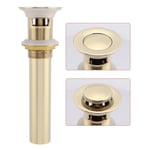 G1-1/4" Brass Bathroom Basin Sink Pop Up Drain Assembly with Overflow (Gold)