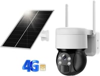 4G Lte Caméra Surveillance Extérieur Solaire Sans Fil, 2K Hd 4G Batterie Camera Avec Carte Sim, Caméra De Surveillance Sans Wifi, Vision Nocturne, Détection De Mouvement, Conversation Bidirectionnell