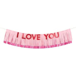 Valentines Engagement Party I Love You Fringe Pink Red Banner Bunting Decoration