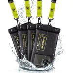 Pelican Marine - IP68 Waterproof Phone Pouch/Case (4 Pack Regular Size) - Floating Waterproof Phone Case for iPhone 14 Pro Max/ 13 Pro Max/ 12 Pro Max/ S23 Ultra - Detachable Lanyard - Black/Yellow