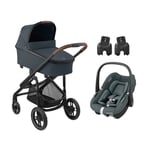 MAXI COSI Essential Pebble Plaza Plus barnvagn Graphite inkl. bilbarnstol S Tonal Graphite och adapter Baby Black