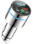 Bluetooth Car Adapter 5.3, Mohard All-Metal PD 30W & QC3.0 18W Fast Car Charger, Wireless FM Radio Car Kit FM Transmitter for Car, Noise Cancelling Hands-Free Call, Hi-Fi Music, Ring Light