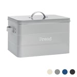 Bread Bin Storage Kitchen Loaf Roll Food Box Retro Home Container Grey