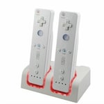 Double station de charge avec 2 haute capacité des piles rechargeables et câble USB pour Wii Remote contrôle Blanc