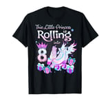 8 Year Old Rolling Into 8th Birthday Roller Skate Theme T-Shirt