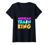 Womens Mens Mexican Train King Dominoes King V-Neck T-Shirt