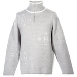 Iben Zip Sweater - Light Grey With White