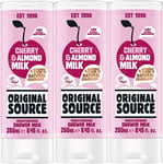 Original Source Cherry & Almond Shower Milk, Body Wash, 250ml  x 3