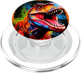 Dinosaure T Rex Pop Art Dessin Coloré Peinture PopSockets PopGrip pour MagSafe