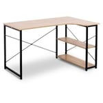 Woltu - Table de bureau 120x74x71.5cm en bois et acier.Bureau d'ordinateur.Bureau informatique avec étagère.Noir+chêne clair