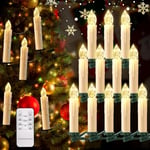 cimetech Bougies de Sapin de Noël Lot de 12, Bougies LED Flottantes sans Flamme à Piles et Télécommande avec Pince, Bougies Lumières d'Arbre de Noël Décoration à la Maison pour Fête- Blanc Chaud