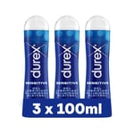 Durex Gel Lubrifiant Sensitive - Lubrifiant comestible à base d'eau - 3 x 100ml