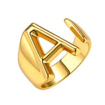 Bague Homme/Femme Lettre Initiale Acier Inoxydable Anneau Ouvrant Personnalisé Prénom Gtavure Adjustable Alphabet Fille Garçon Argent 925 A Doré Bijou Cadeau Noël Fêtes des Mères Pères Grâce Mariage