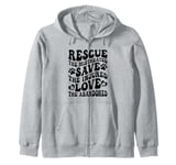 Rescue Save Love, Animal Rescue Dog Cat Lovers Zip Hoodie