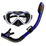 MHSHKS Snorkel Set Anti-Fog Snorkeling Diving Mask Underwater Respirator Set Swimming Supplies Diving Equipment Kit For Children (Color : Black blue)