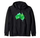 Australia Down Under Watercolor Australian Flag Map Zip Hoodie